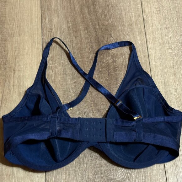 SOMA Lightest Lift Mesh Plunge Bra Size 36DD Navy Blue - Picture 5 of 9